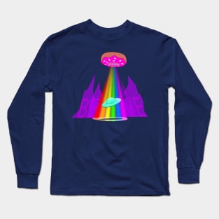 Rainbow Donut UFO Mountains Inspiration Long Sleeve T-Shirt